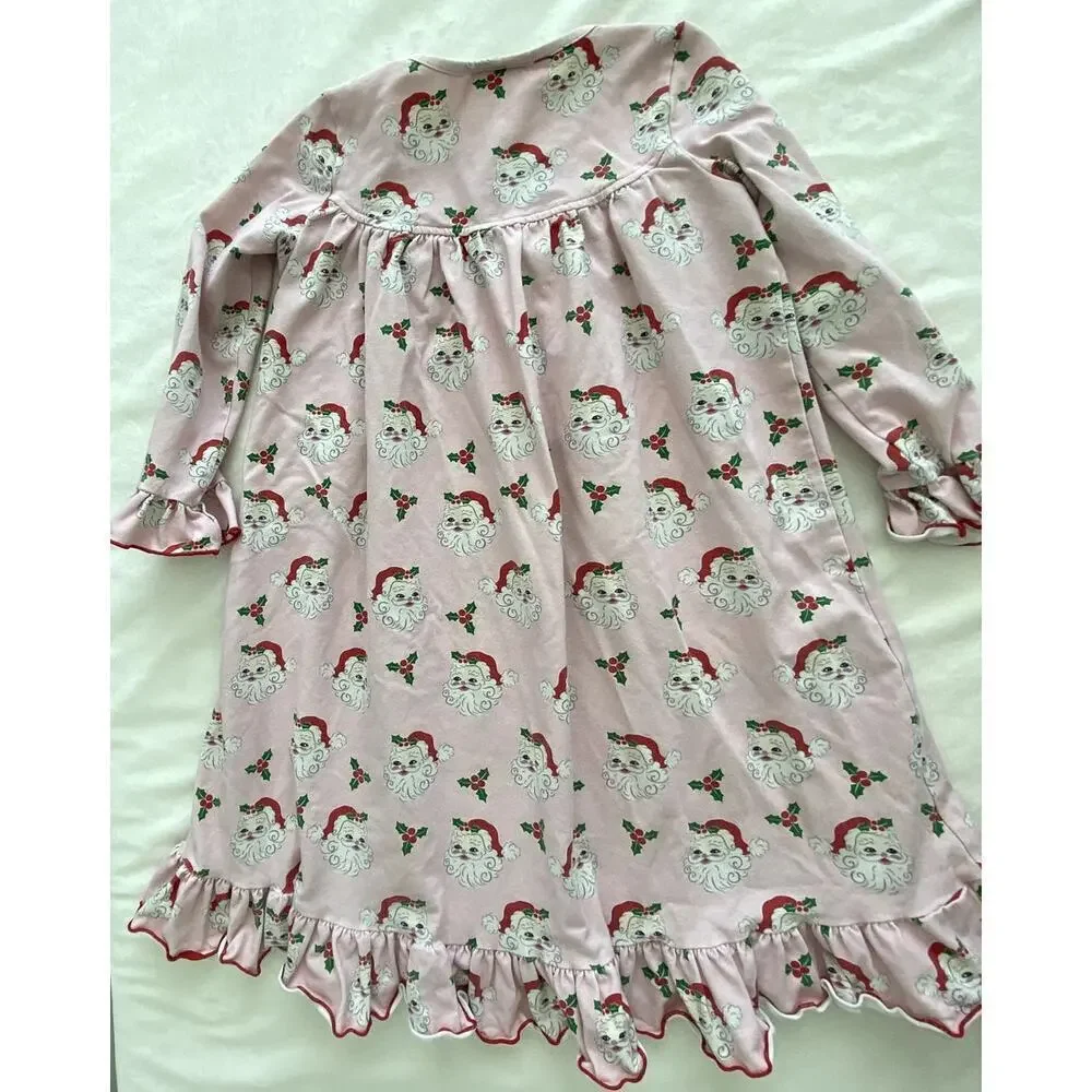 Girls Pink Santa Ruffle Dress Size 6